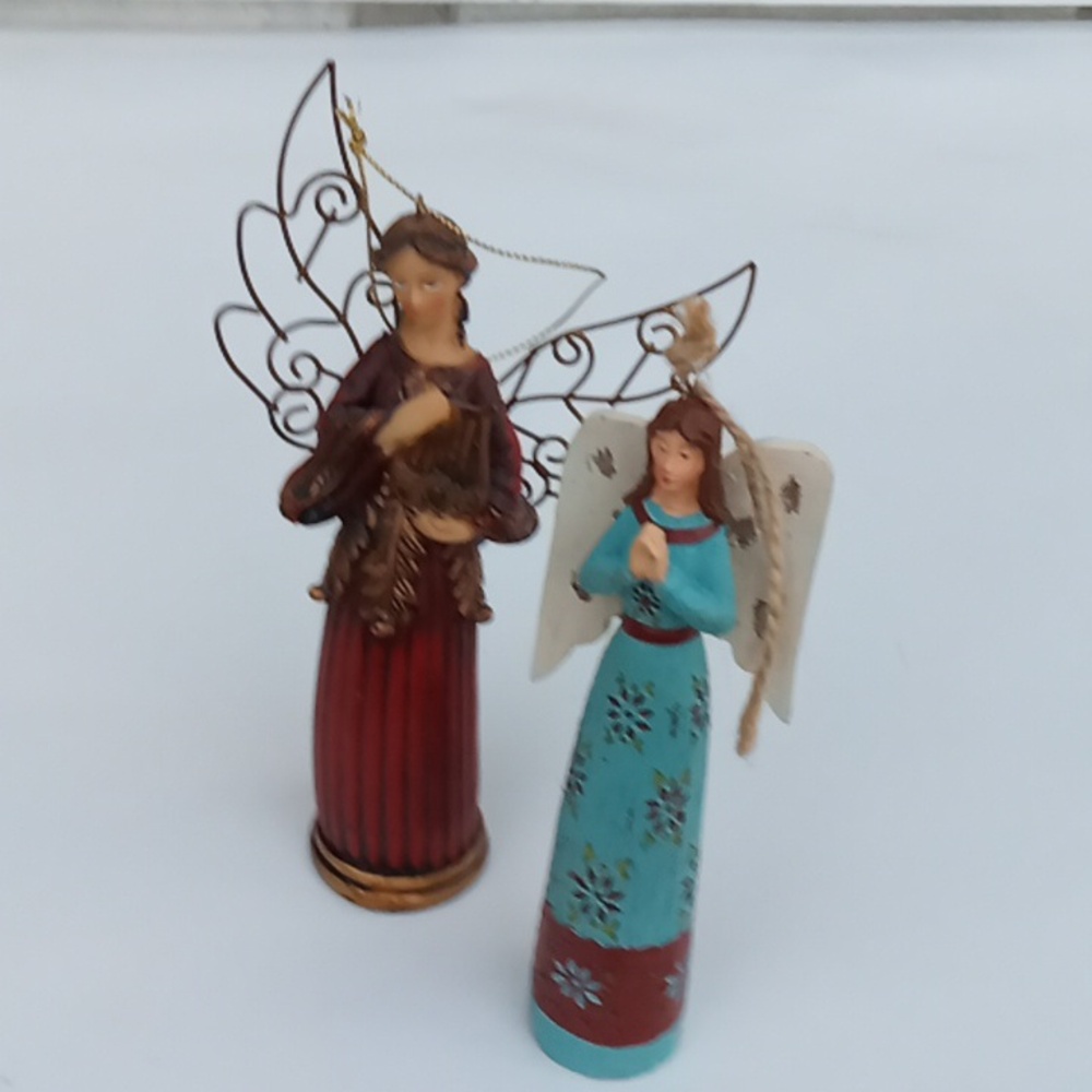 2 Vintage Angel Ornaments
